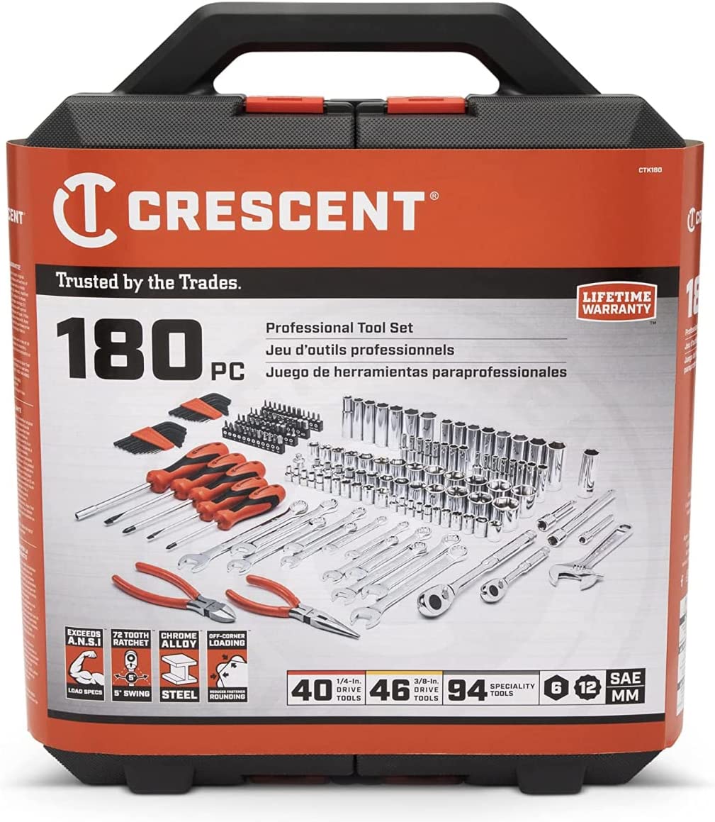 180 Pc. Professional Tool Set in Tool Storage Case - CTK180