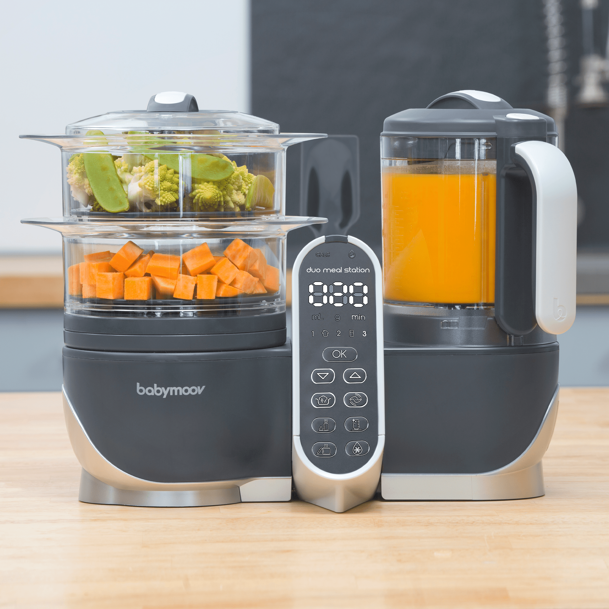 (Store Closing Sale) Duo Meal Station | 6 in 1 Food Processor With Steam Cooker, Multi-Speed Blender, Baby Purees, Warmer, Defroster, Sterilizer, Grey