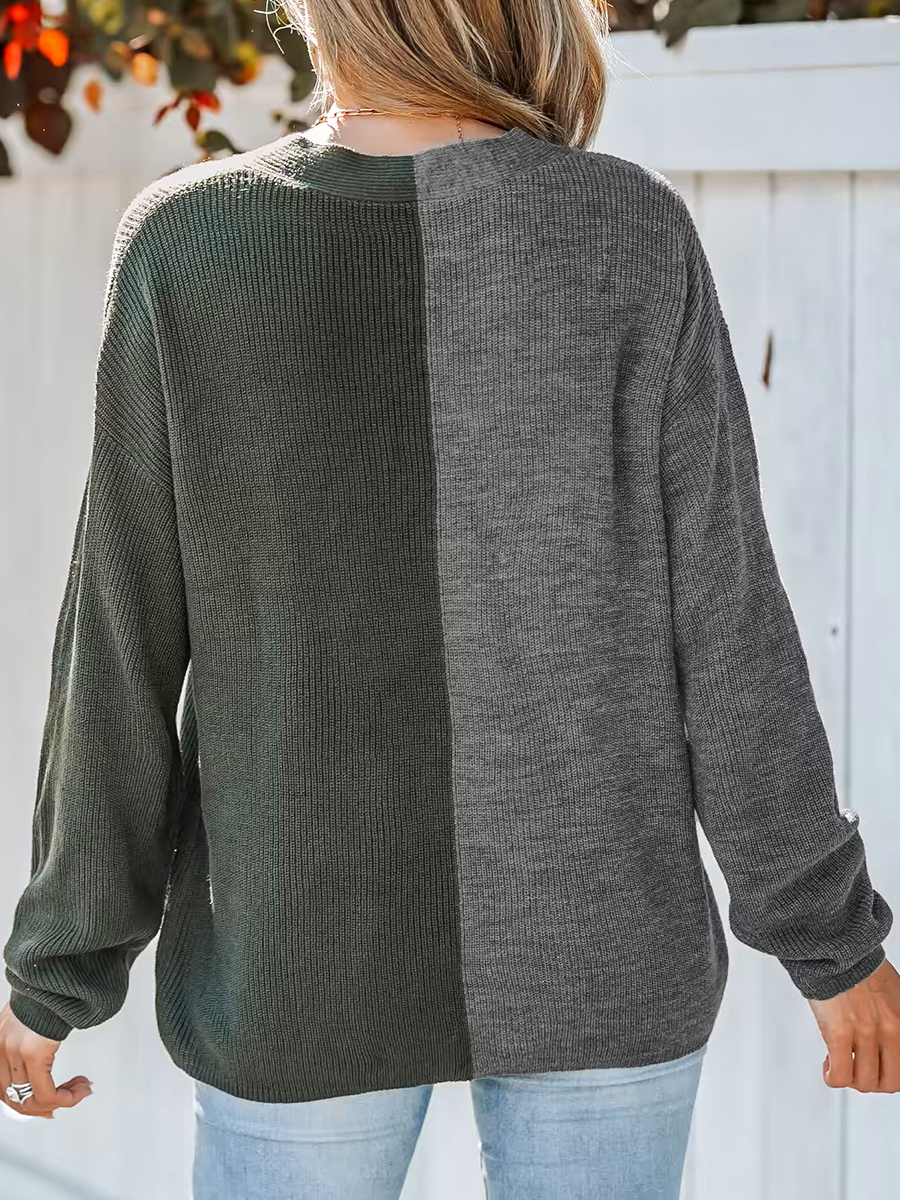 Two-tone ribbed sweatshirt