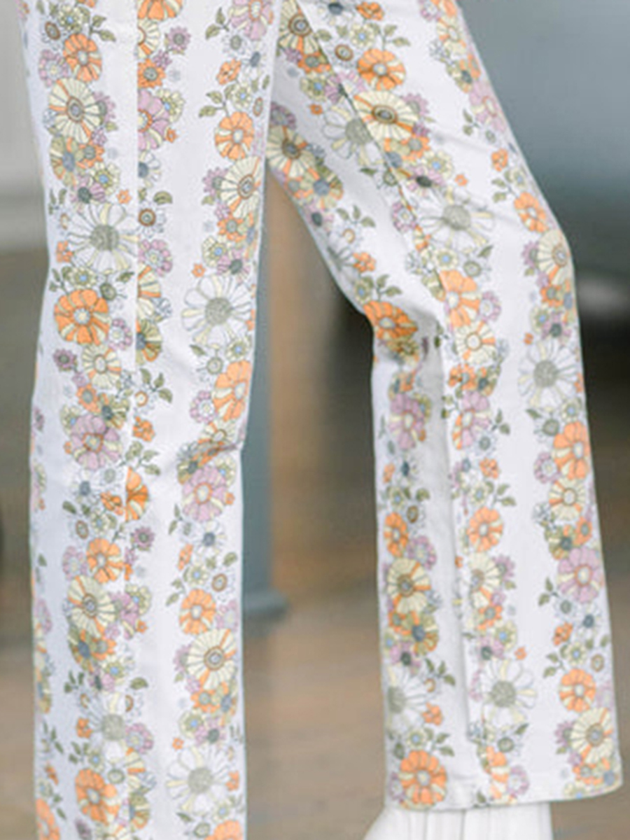 Ivory White Floral Pants