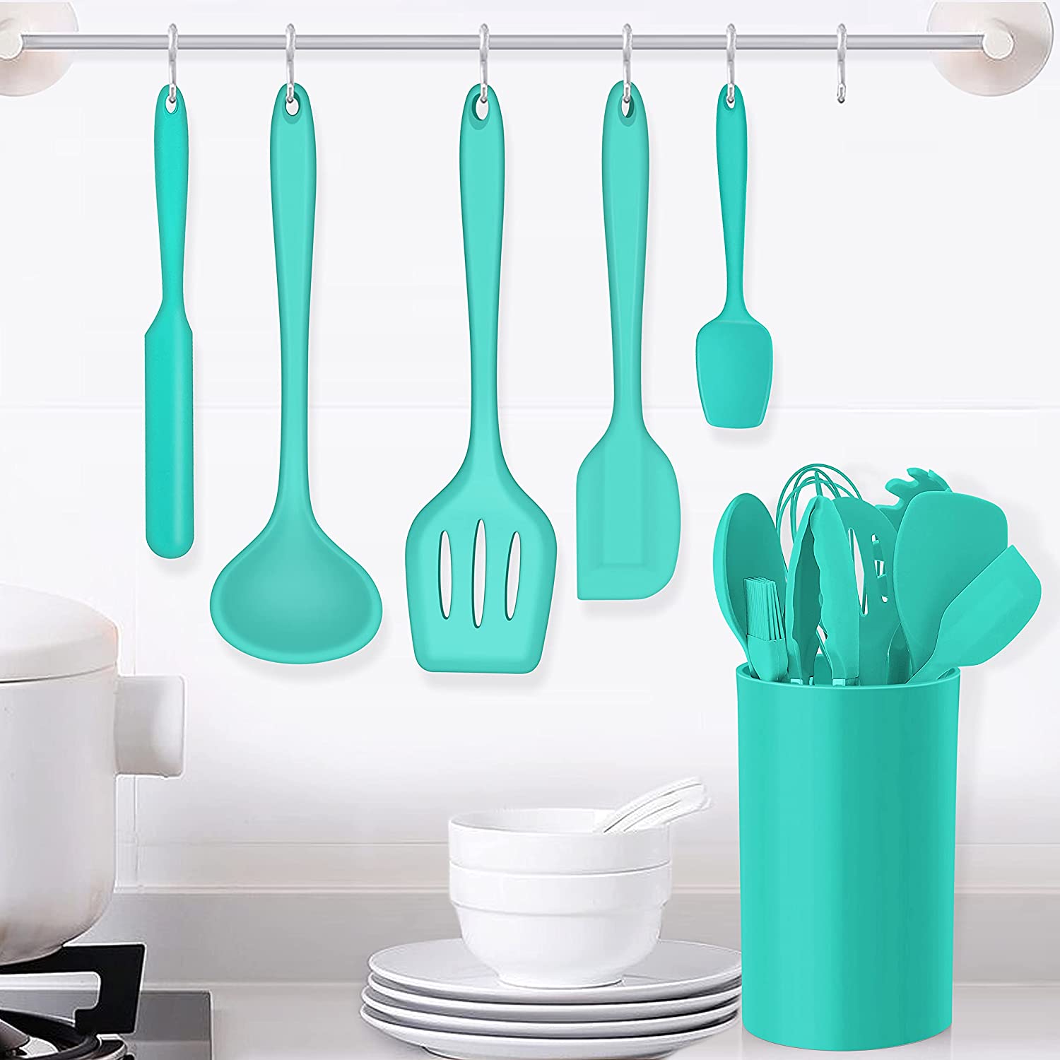 (Store Closing Sale) 14-piece cooking utensil set (with stand)