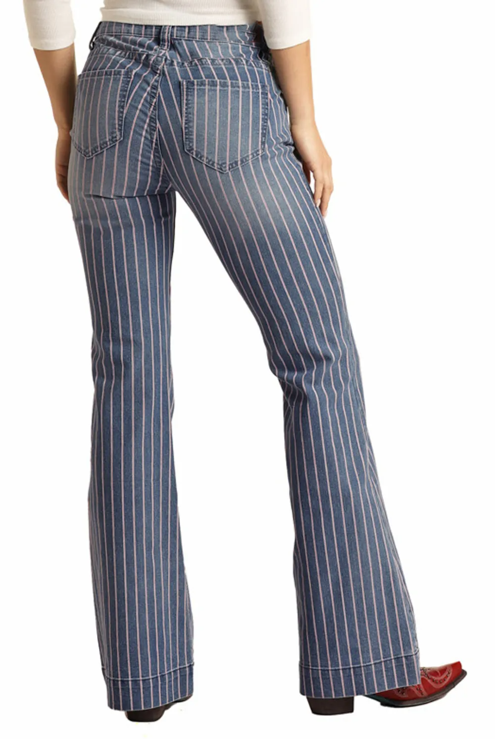 Mid Rise Extra Stretch Red and White Striped Trousers