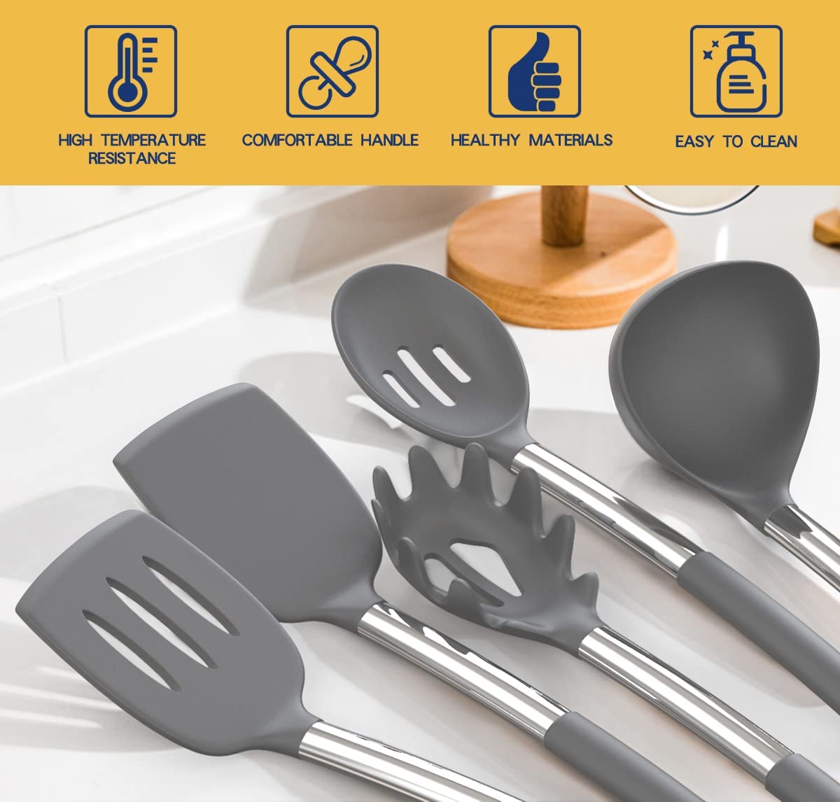 (Store Closing Sale) Silicone cooking utensils set