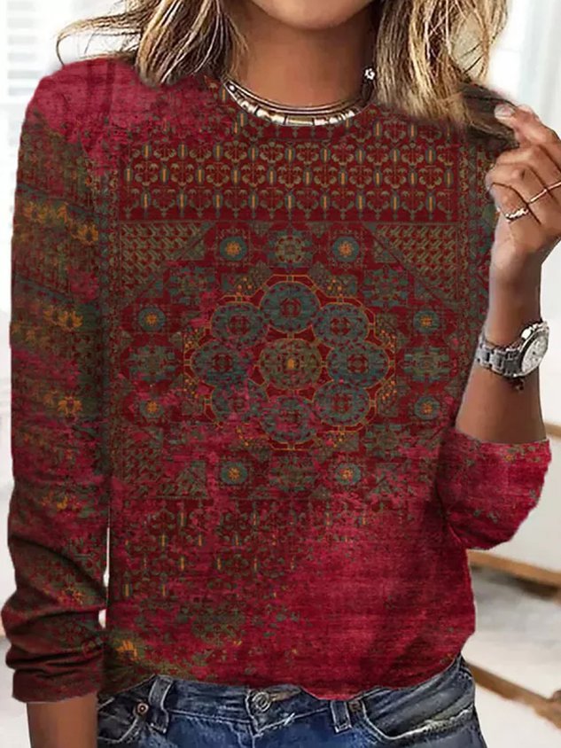 Jersey Casual Ethnic Long SleeveT-Shirt