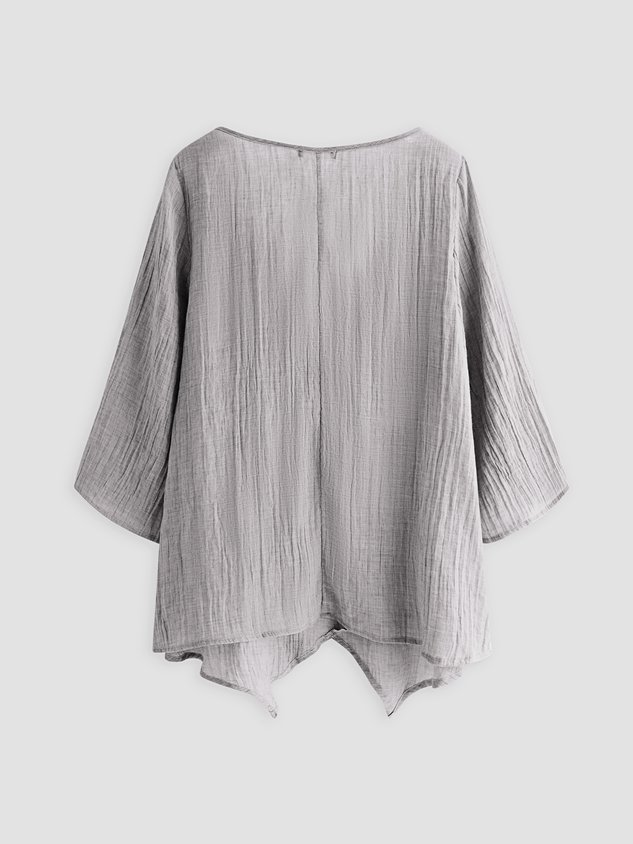 Women's V Neck Linen Solid Summer Blouse