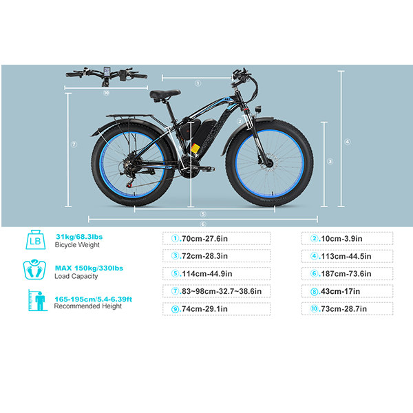 ✨Wide tire electric bike with 1000W 48V/17.5Ah removable battery 31MPH✨