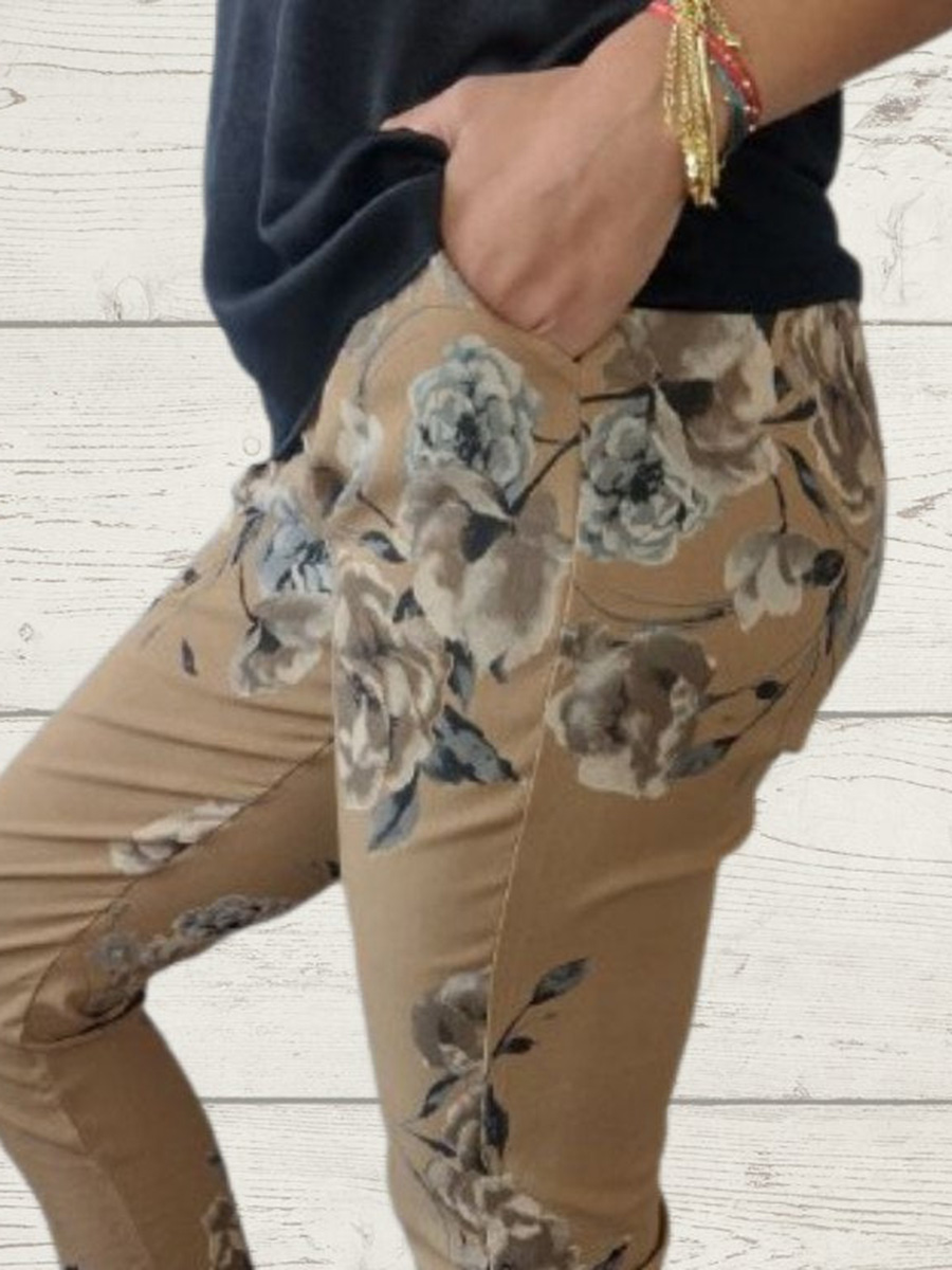 Women's Casual Print Elastic Rope Trousers