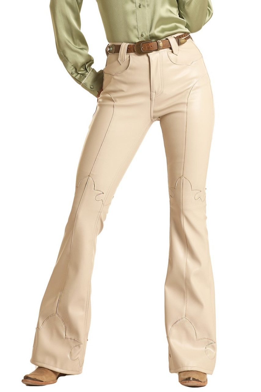 High Rise Extra Stretch Flare  Apricot leather pants