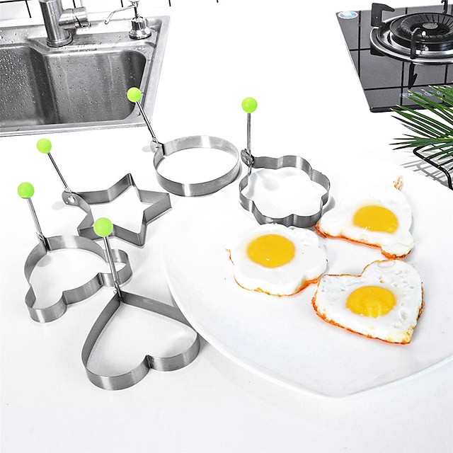 5 Pieces Set Fried Egg Mold Pancake Rings Shaped Omelette Mold Mould Frying Egg Cooking Tools Kitchen Supplies Accessories Gadget