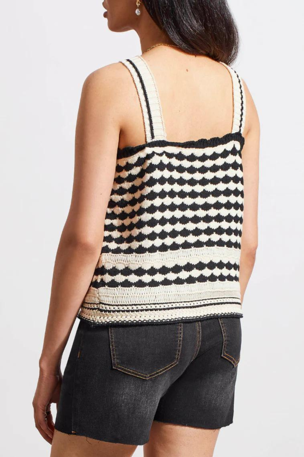 Tribal Wide Strap Crochet Sweater Cami - Ecru