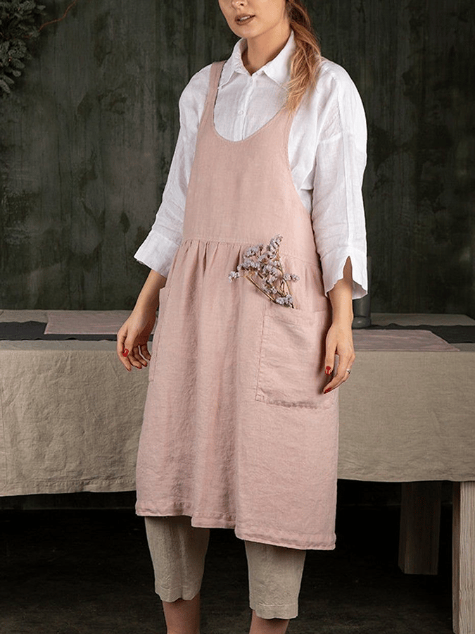 Women's Pure Color Multifunctional Cotton Apron