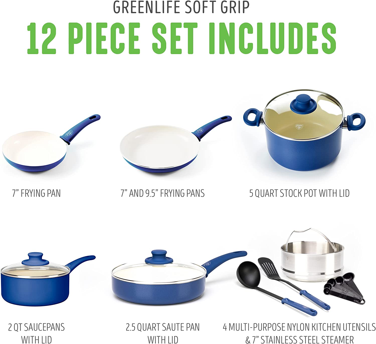 (Store Closing Sale) Healthy Ceramic Nonstick, 16 Piece Cookware Pots