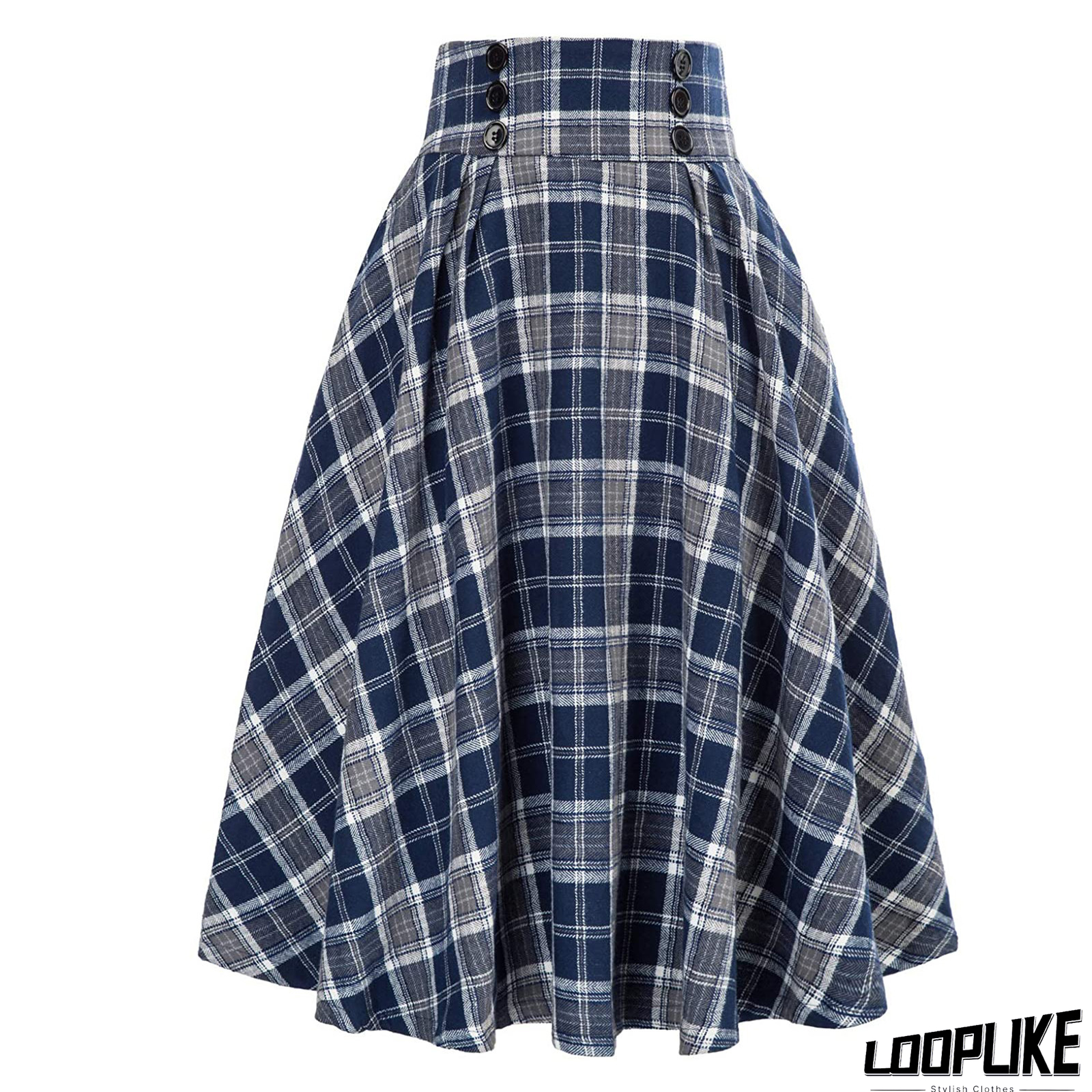 Casual Cotton-Blend Checkered/plaid Skirt