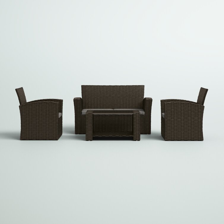 Charmain 4 Piece Rattan Sofa Seating Group with Cushions