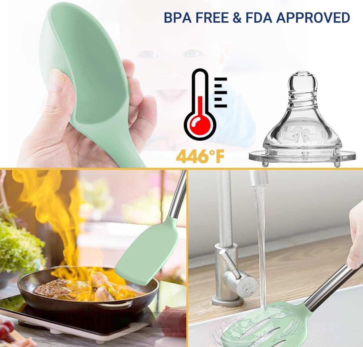 Silicone cooking utensils set