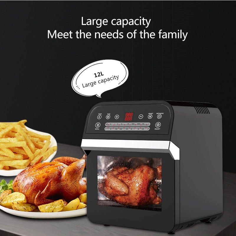 (Store Closing Sale) 12L Air Fryer Oven, 1600W Air Fryer Oven Toaster, Rotisserie And Dehydrator with LED Digital Touchscreen 16-In-1 Countertop Oven