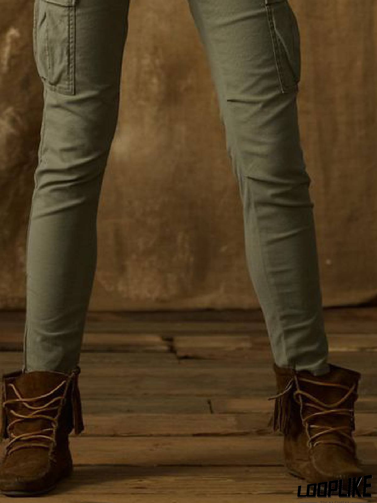 Cotton-Blend Casual Solid Pants