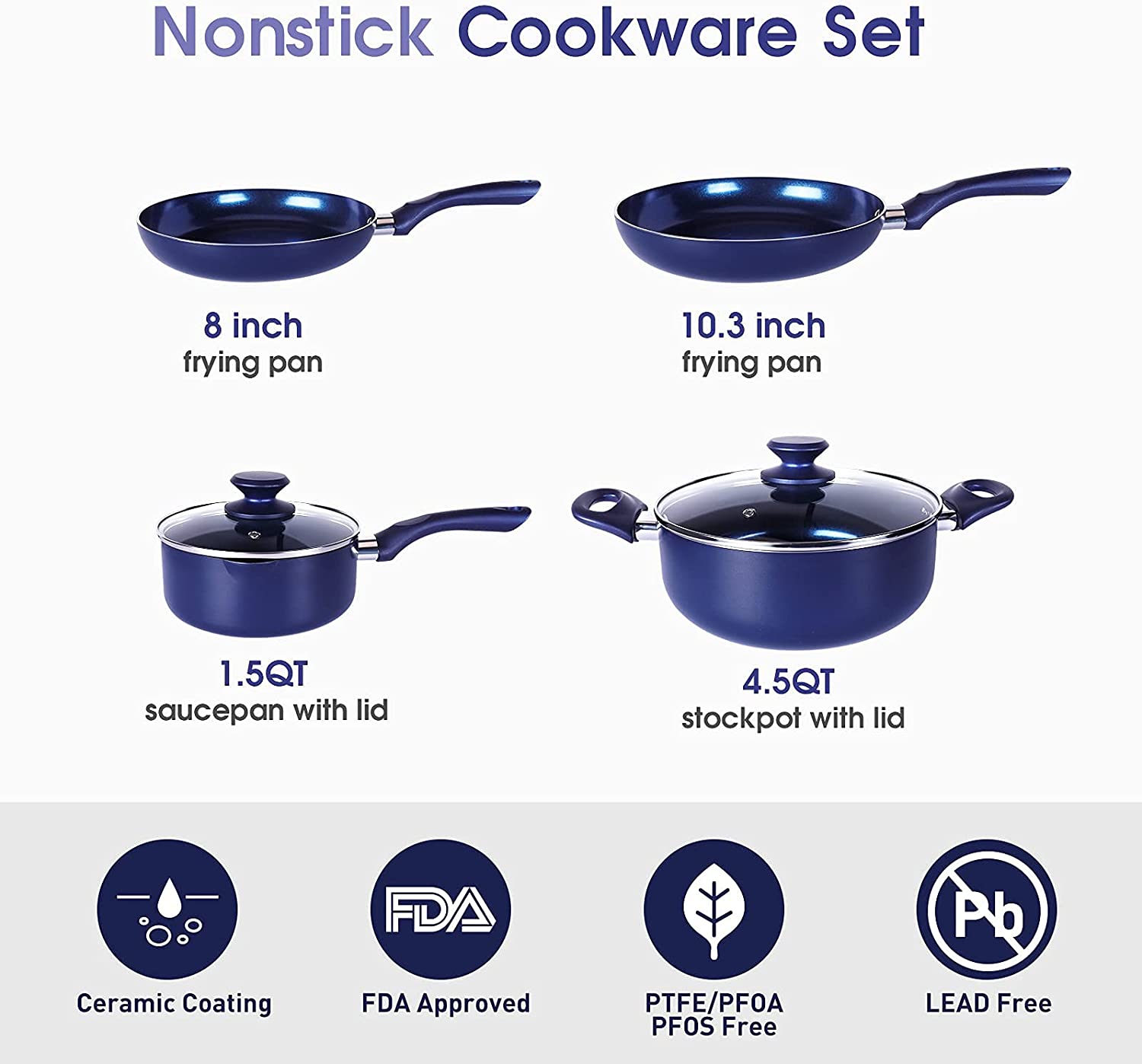 (Store Closing Sale) 6 Pieces Pots and Pans Set