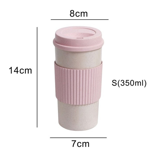 (Store Closing Sale) Wheat Fiber Straw Coffee Mug Double-wall Insulation Eco-friendly Coffee Cup Travel Leakproof Gift Mugs