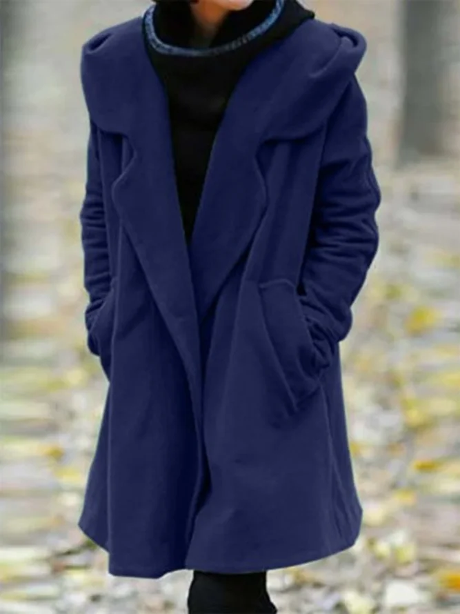 Shawl Collar Solid Casual Overcoat