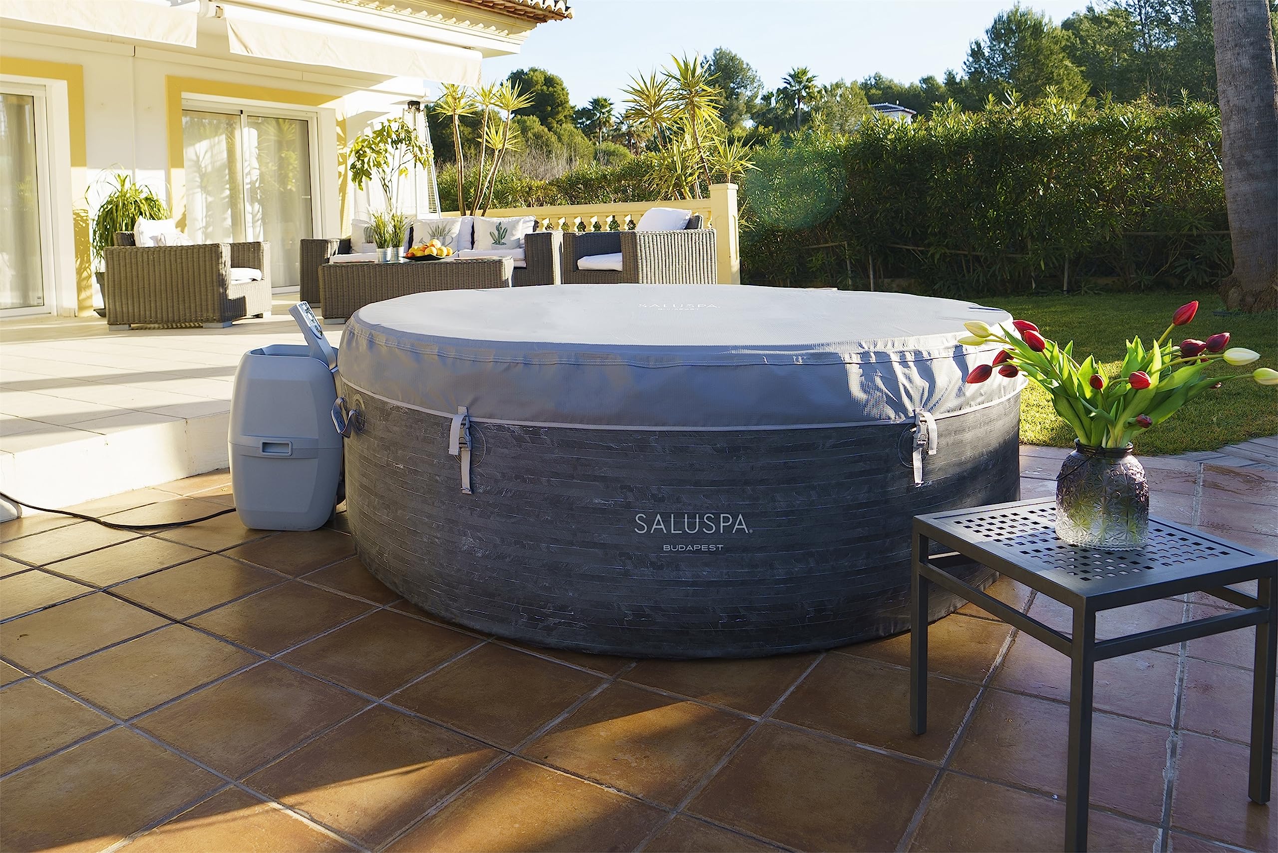 Bestway SaluSpa Budapest Inflatable Hot Tub Spa | Portable Hot Tub with Energy-Efficient Cover