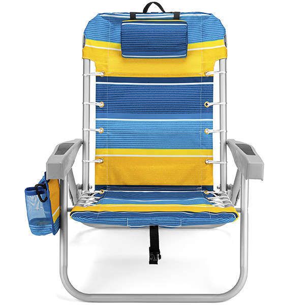 Fold Backpack Beach Chair, Towel Rack, XL Cooler Bag, Storage Net, Cup & Phone Holder