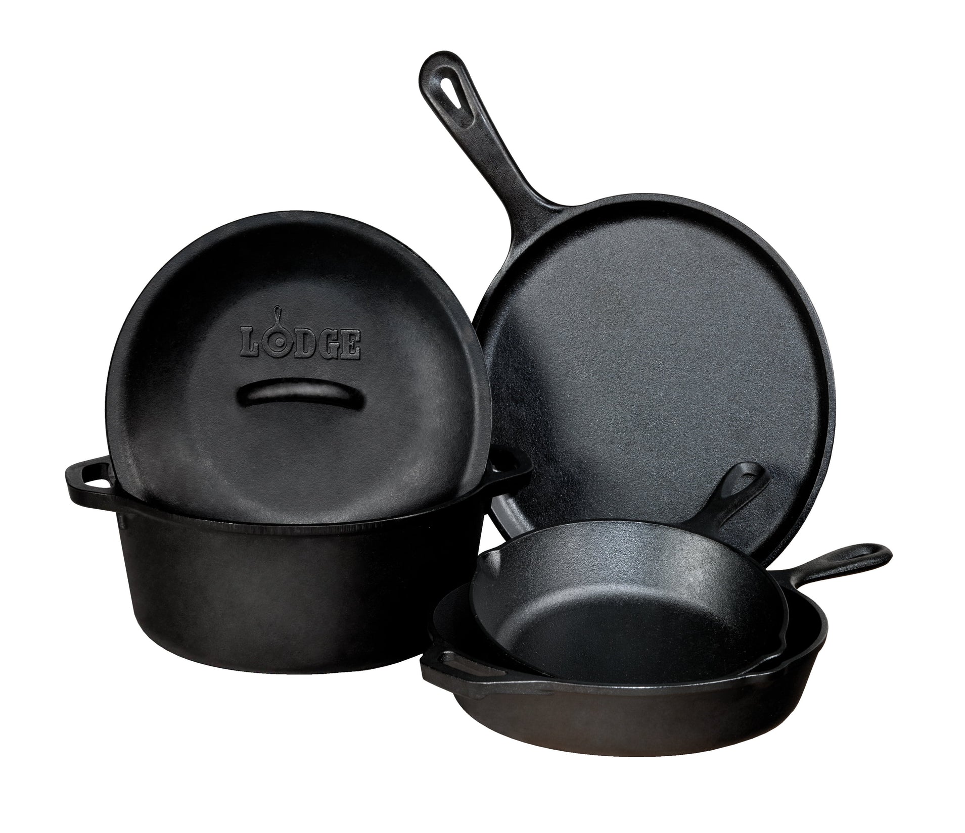 (Store Closing Sale) Pre-Seasoned Cast Iron 5 Piece Set, L5HS3, 5 Piece Combo Set