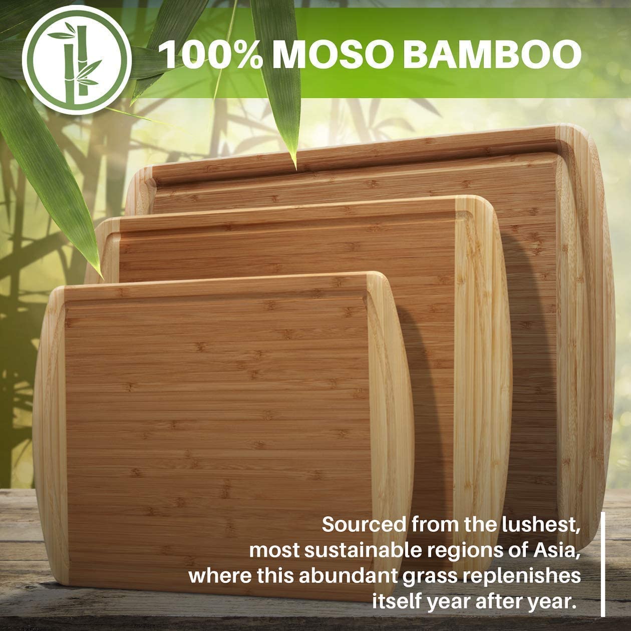 (Store Closing Sale) Organic bamboo cutting board set of 3