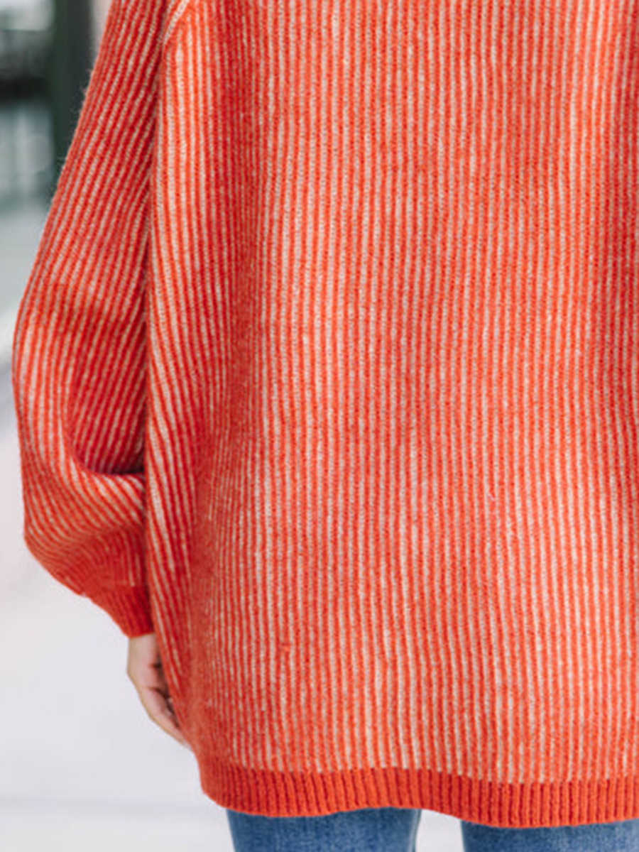 Orange Ribbed Cardigan