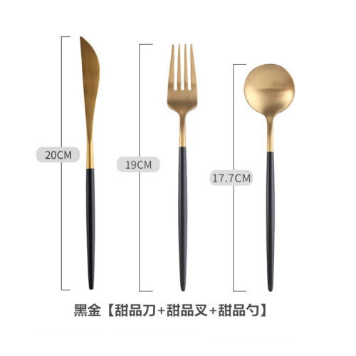 (Store Closing Sale) Gold Flatware Set Stainless Steel Cutlery Set Knife Fork Spoon Dinner Tableware Set Kitchen Dinnerware