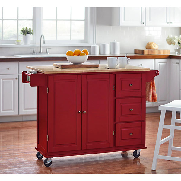 🎄Store Closing Sale - 3-drawer Drop Leaf Kitchen Cart🎉