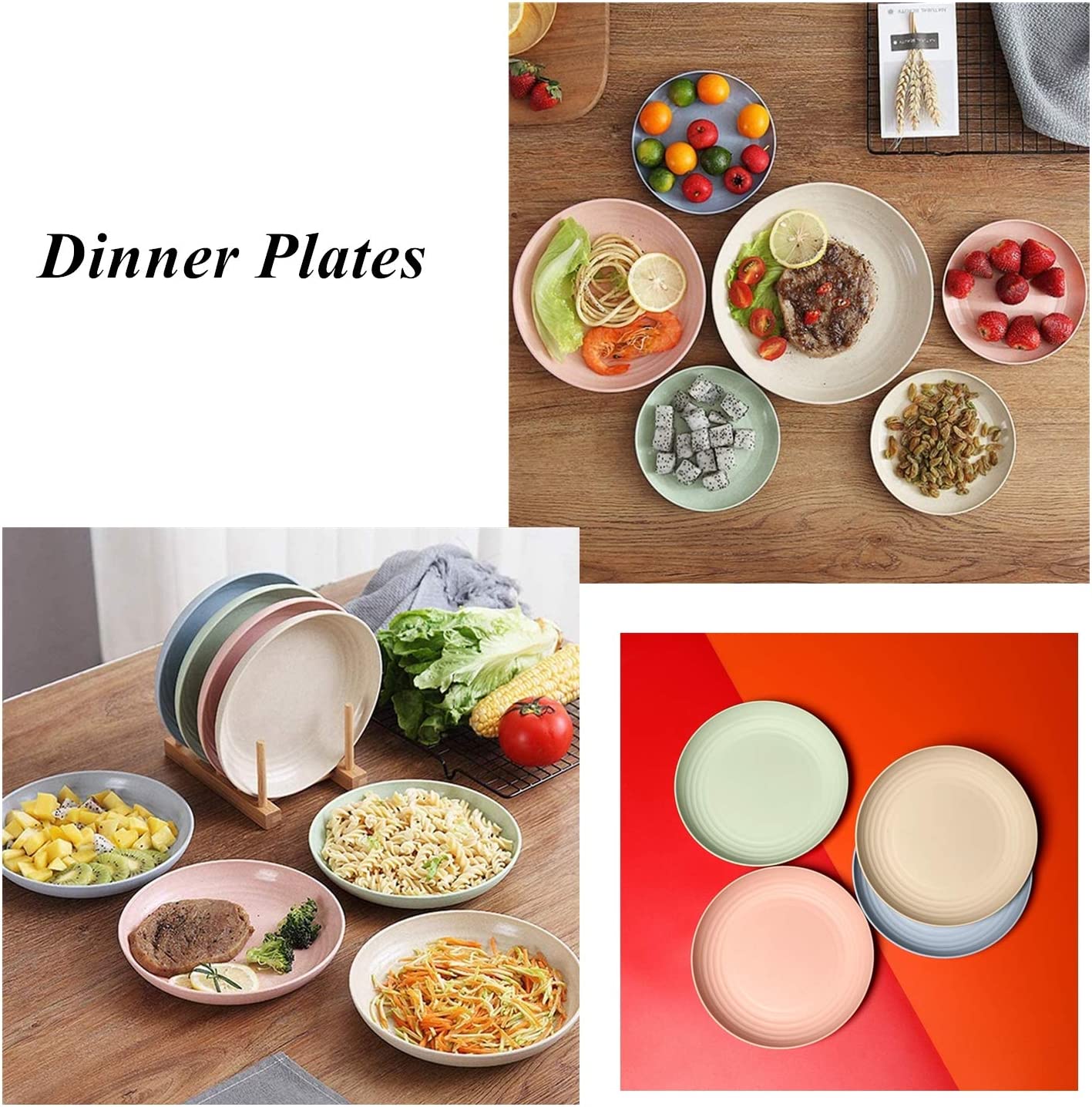 (Store Closing Sale) Wheat Straw Plate Lightweight Unbreakable Dinner Plate Set