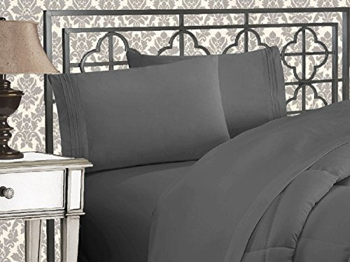 Luxurious 1500 Thread Count Three Line Embroidered Softest Premium 4-Piece Bed Sheet Set Wrinkle and Fade Resistant