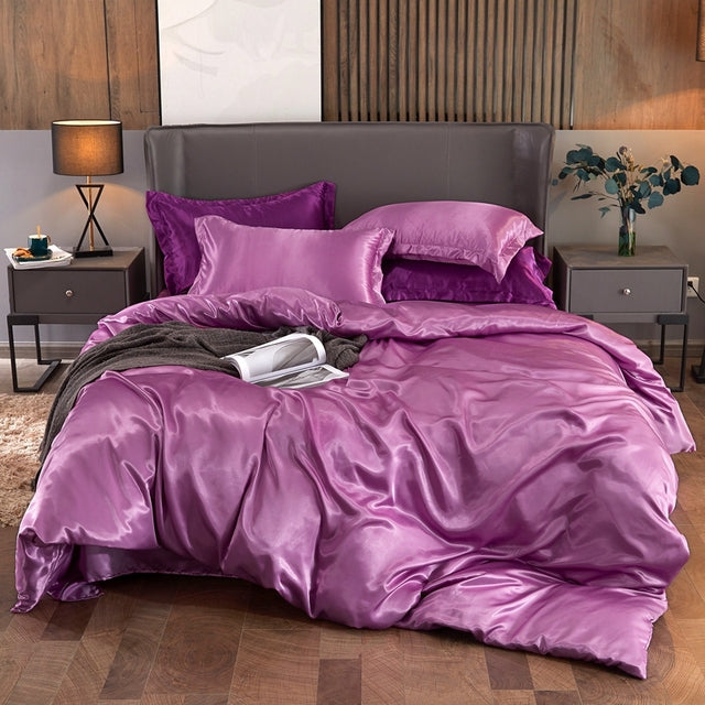 Bedding Set Solid Color Luxury Bedding Kit Rayon Satin Duvet Cover Set Twin Queen King Size Bed Set 2pcs/3pcs/4pcs - Bedding Set