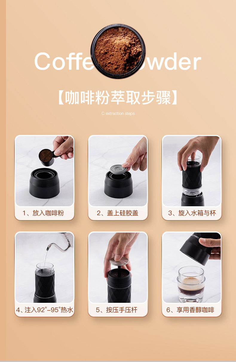 (Store Closing Sale) Italian coffee machine portable household small one-hand press manual espresso powder coffe maker  espresso maker