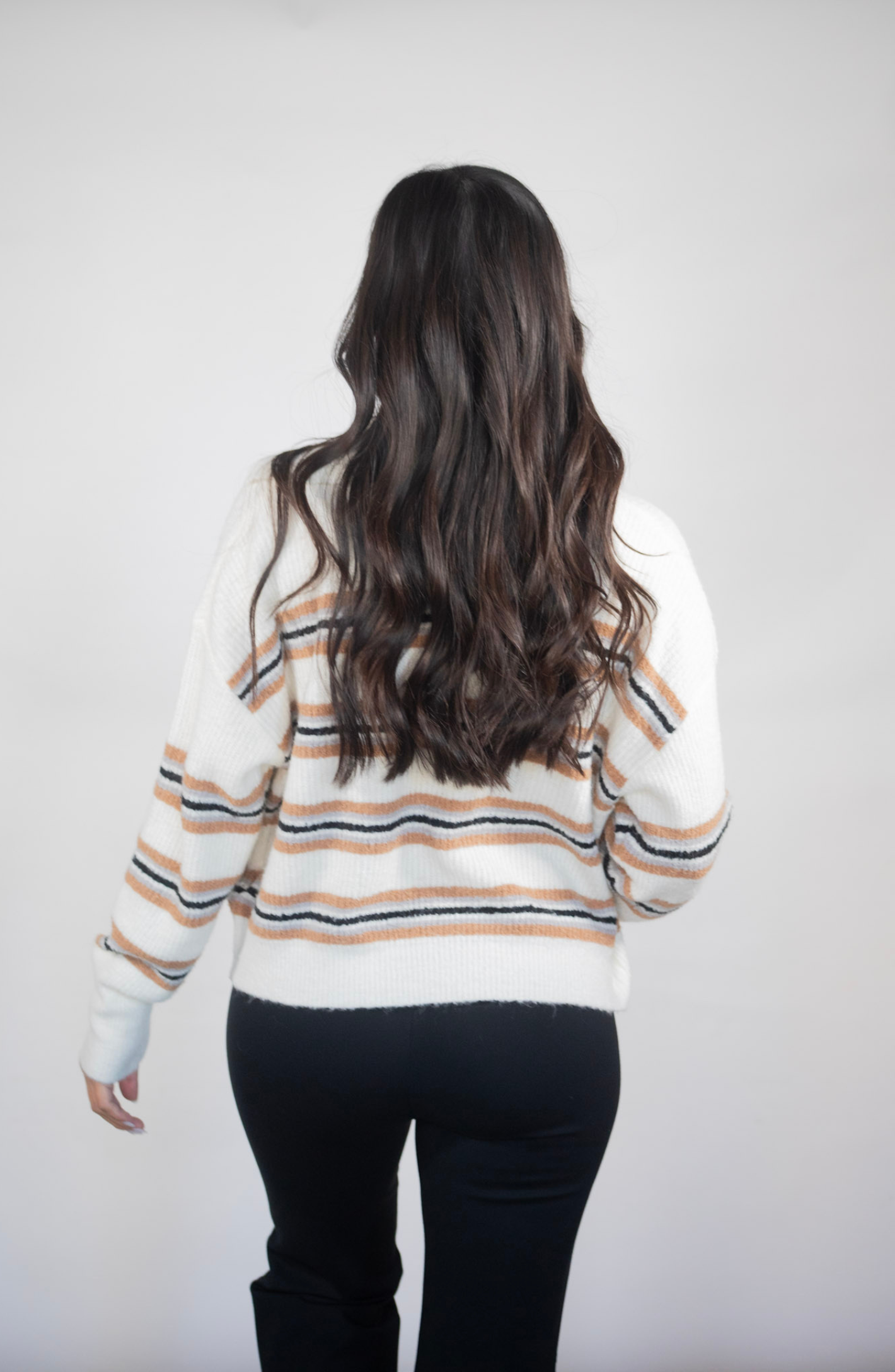 Daytime Dreaming Cream Striped Collared Sweater