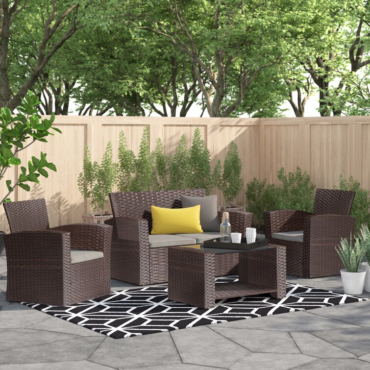 Charmain 4 Piece Rattan Sofa Seating Group with Cushions