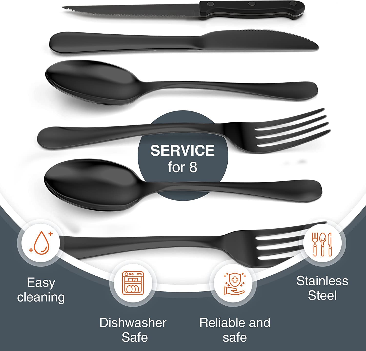 Cooking 48 Piece Silverware Set - Service for 8 - Stainless Steel Flatware serving set - Cutlery Set - Knives, Fork, and Spoon - Utensil sets - Dishwasher Safe - Stunning Polished Finish