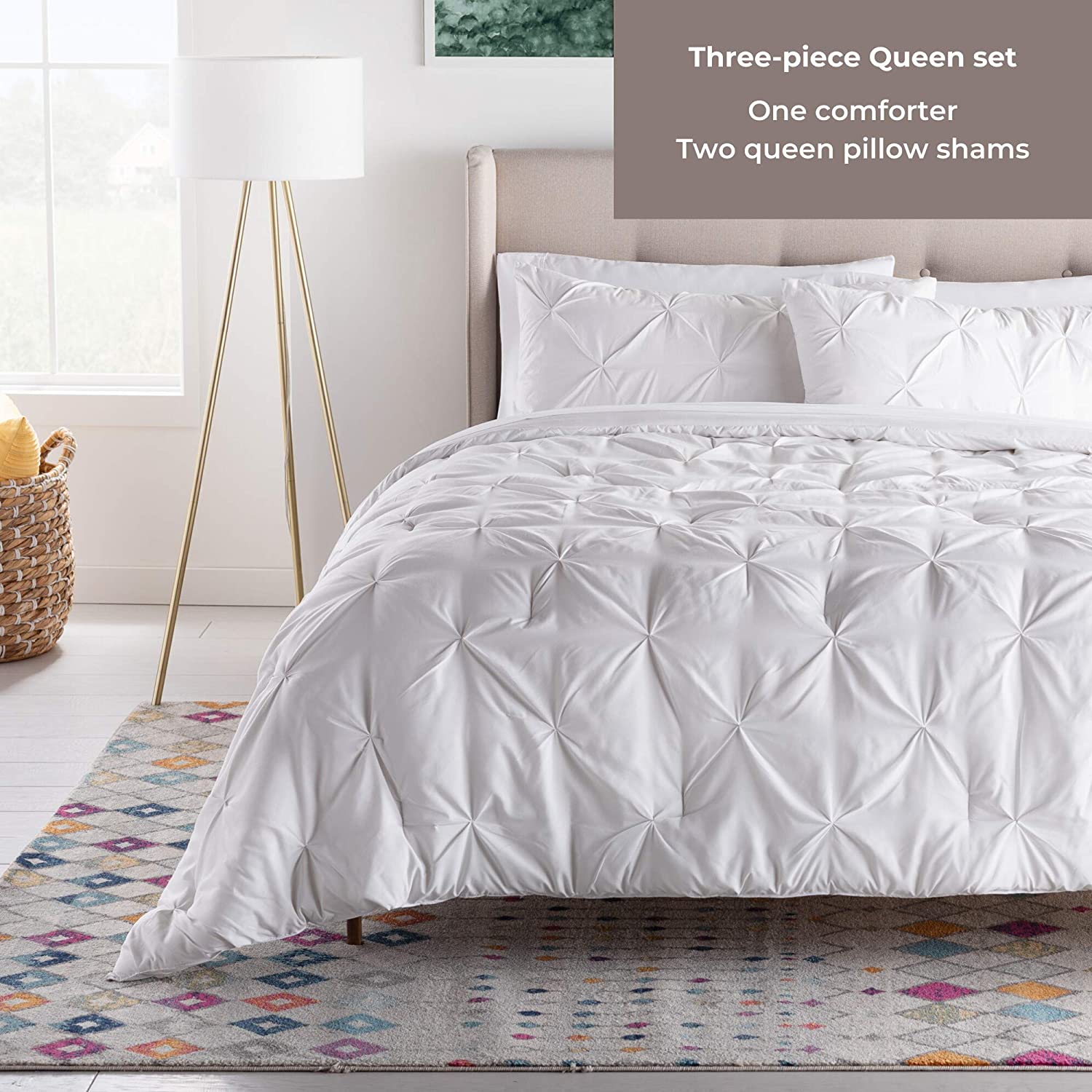 All-Season Quilted Comforter - Corner Duvet Tabs - Hypoallergenic - Plush Microfiber Fill - Machine Washable - Duvet Insert