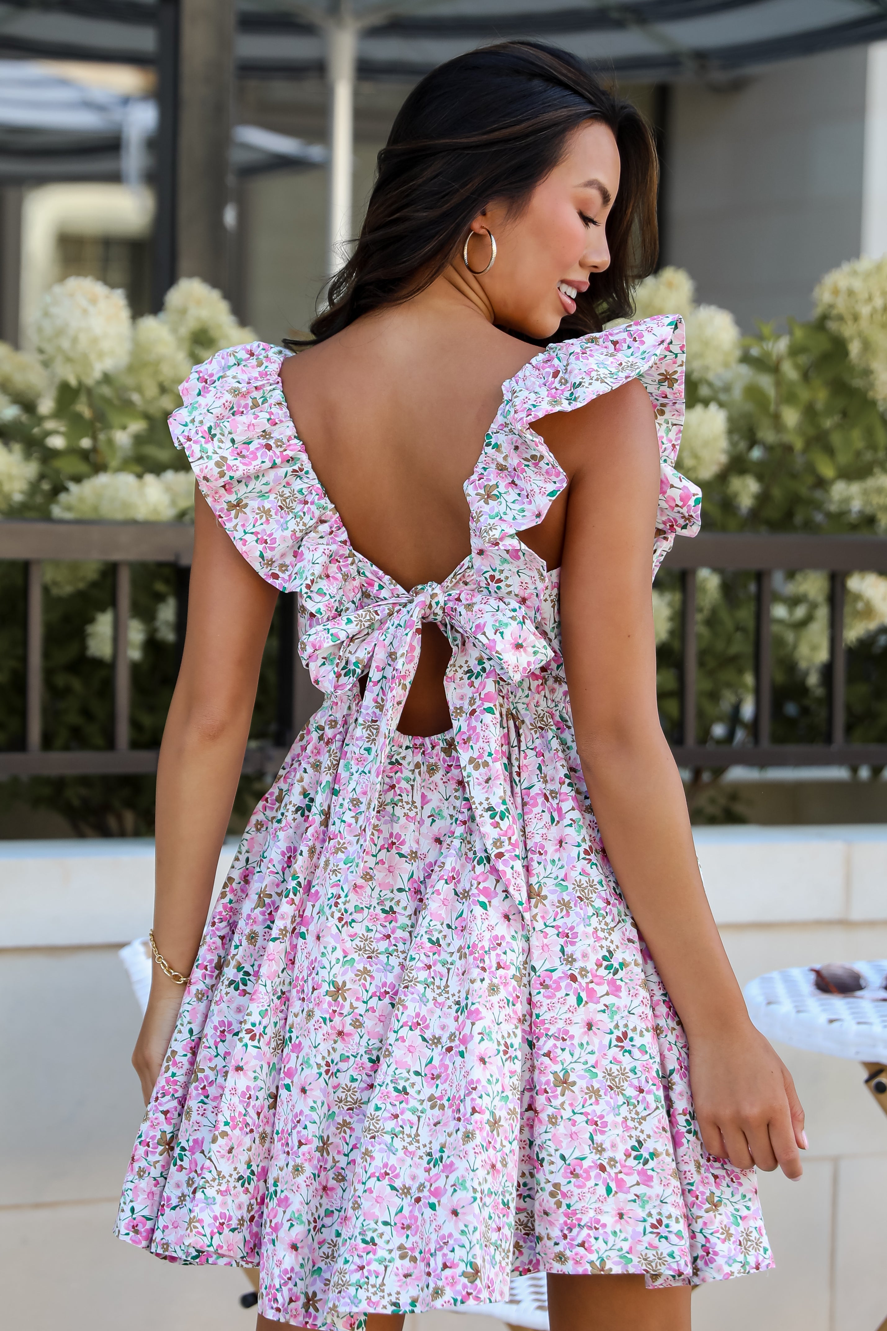 Exclusive Sweetness Pink Floral Ruffle Mini Dress