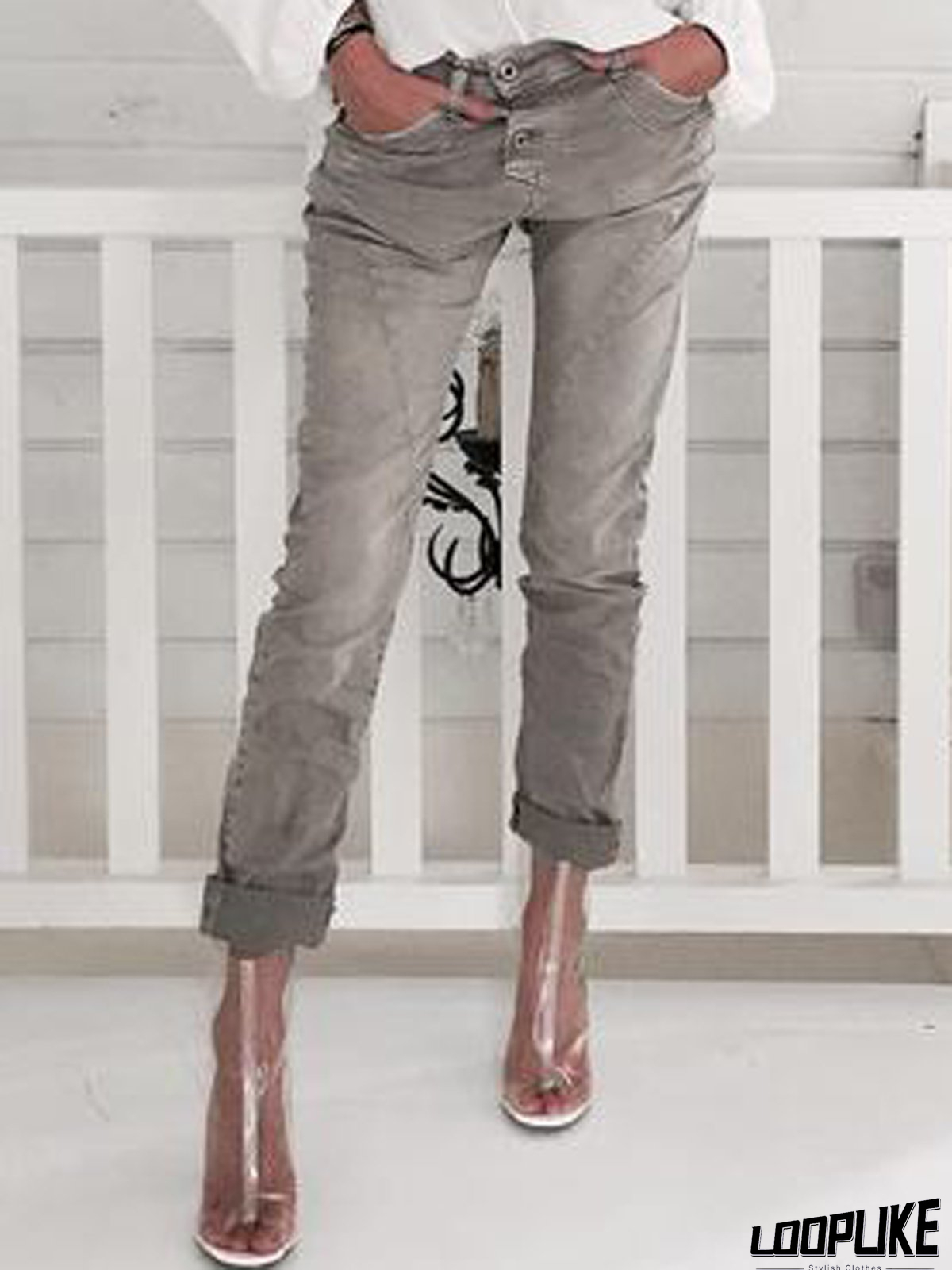 Khaki Shift Casual Solid Jeans