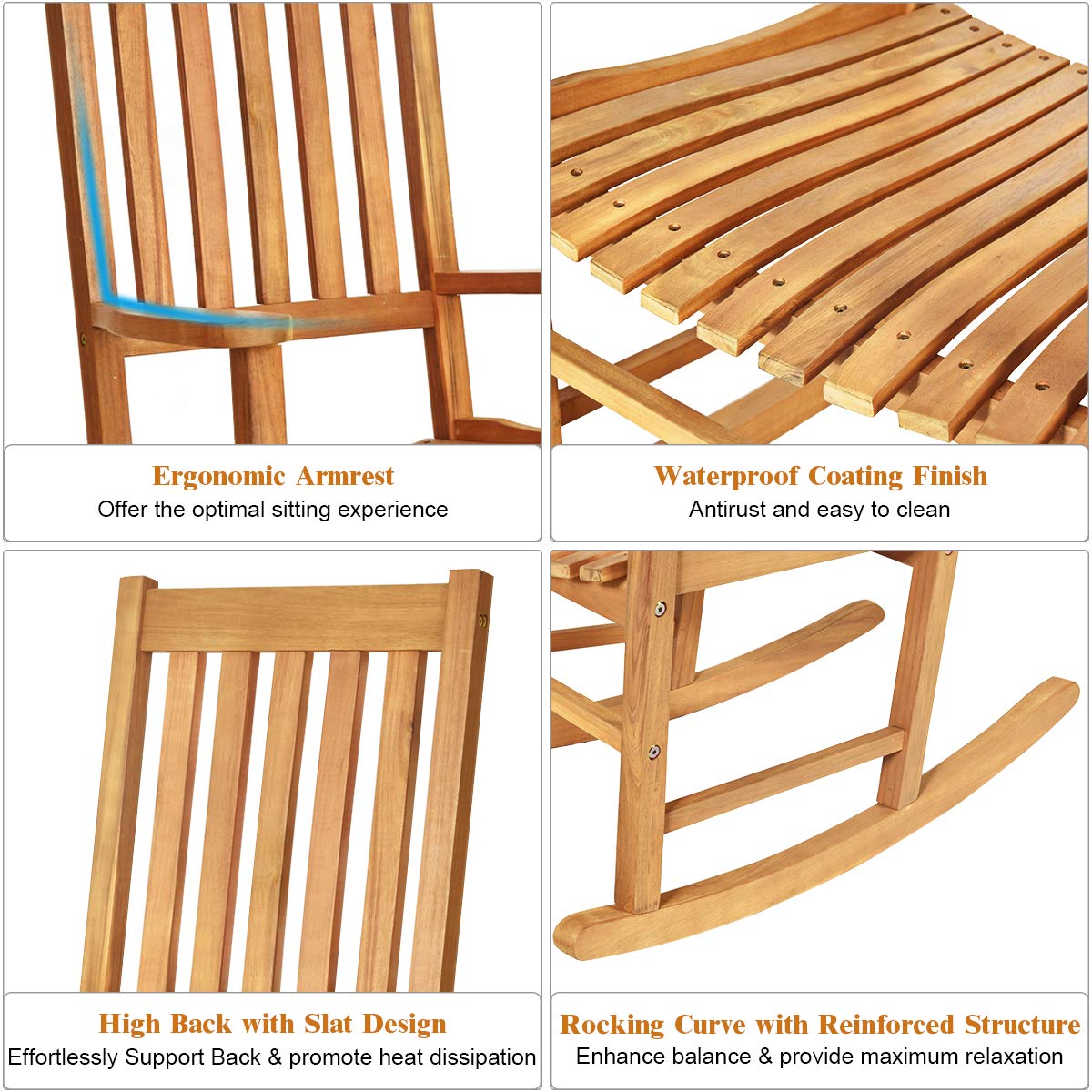 Comfortable wooden rocking chair