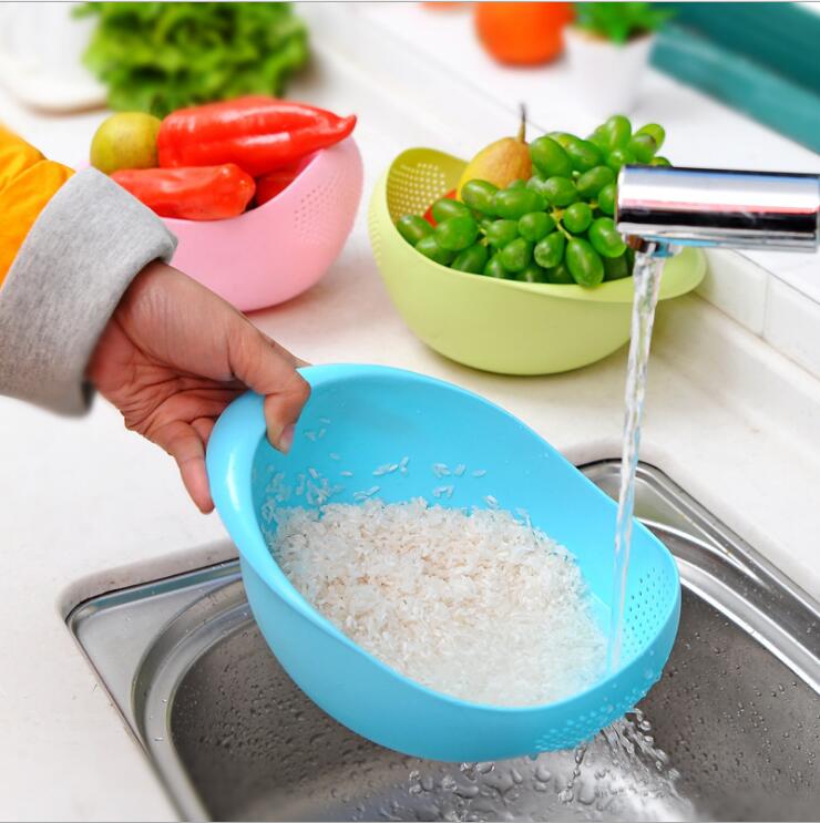 (Store Closing Sale) Food Grade Plastic Rice Beans Peas Washing Filter Strainer Basket Sieve Drainer Cleaning Gadget Kitchen Accessories