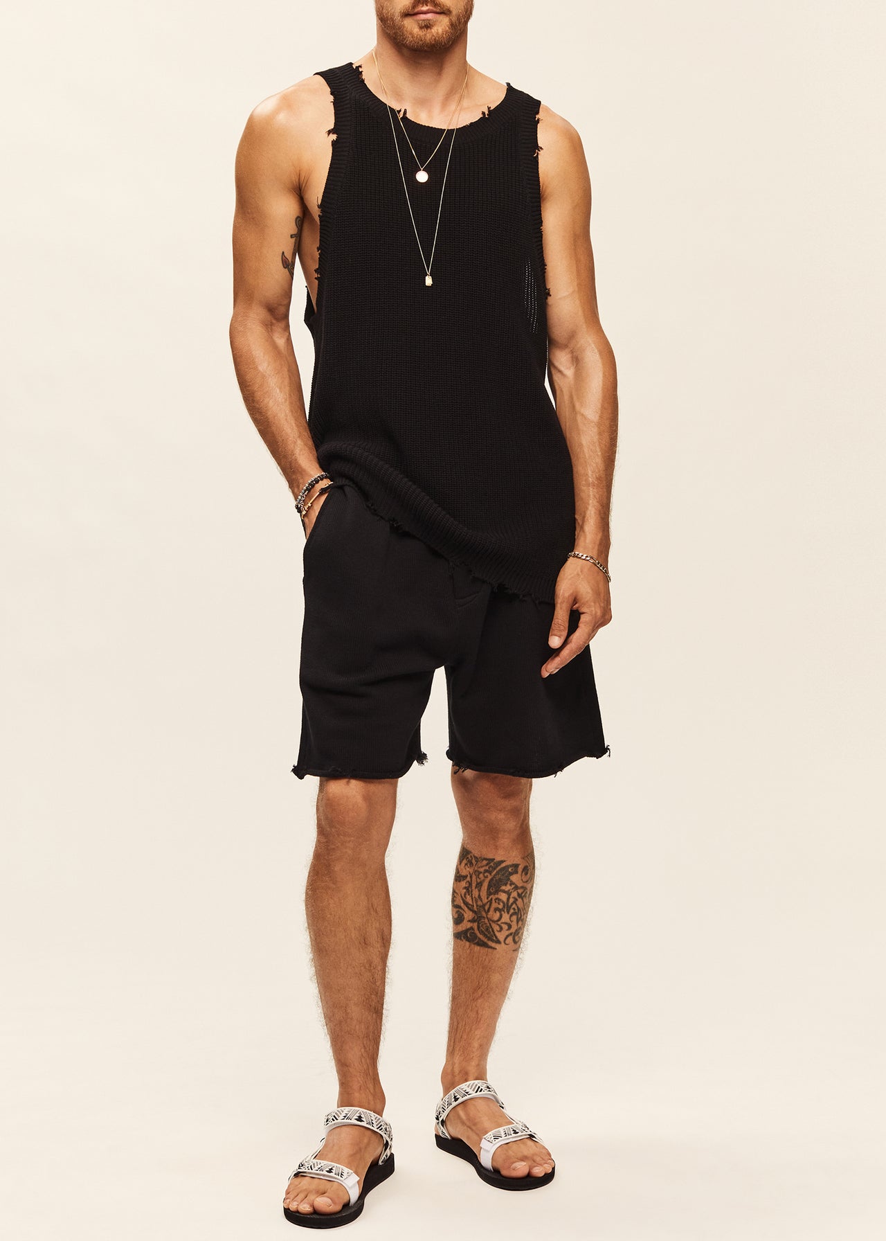 OVERSIZED OPEN STITCH VEST SHORT KNITTED SET