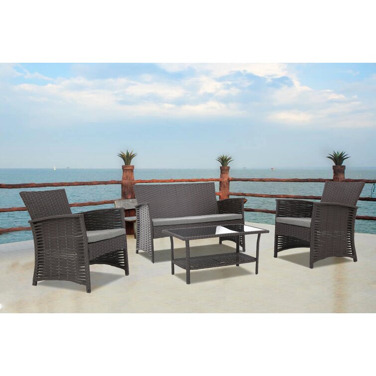 Genova 4 Piece Rattan Sofa Seating Group with Cushions