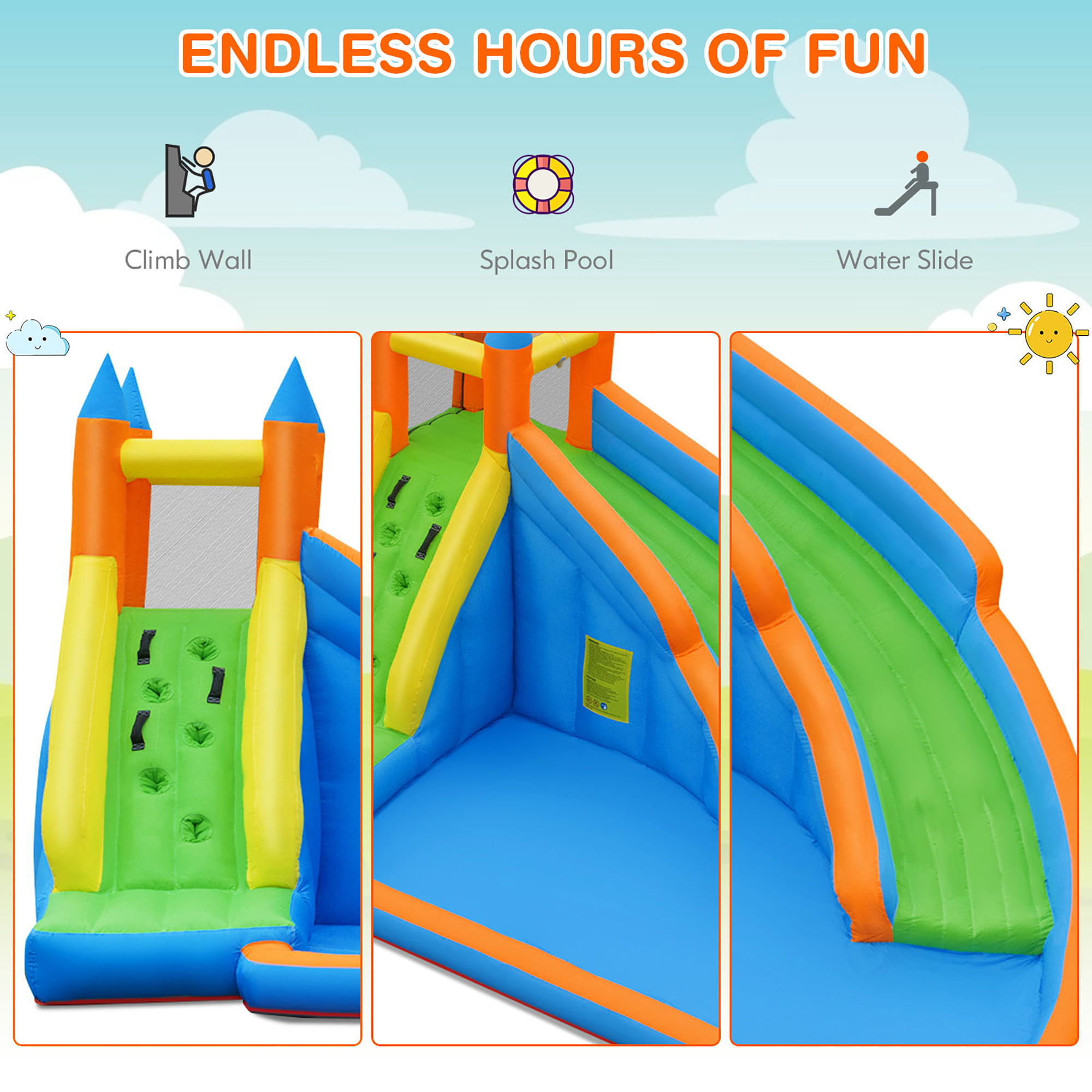 Inflatable Water Slide Mighty Bounce House Jumper Castle Moonwalk Without Blower