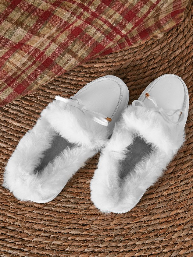 Vintage Plain All Season Wearable Daily Flat Shoes Faux Fur Slip On Deep Mouth Single Shoes for Women