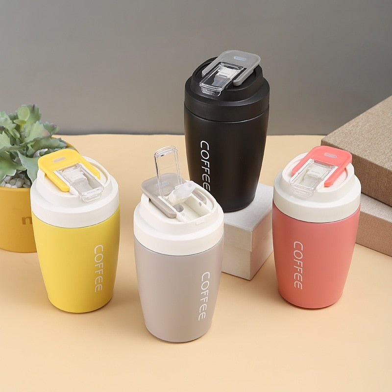 Double Stainless Steel Coffee Cup Leakproof Insulated Thermal Cup Car Portable Travel Coffee Mug