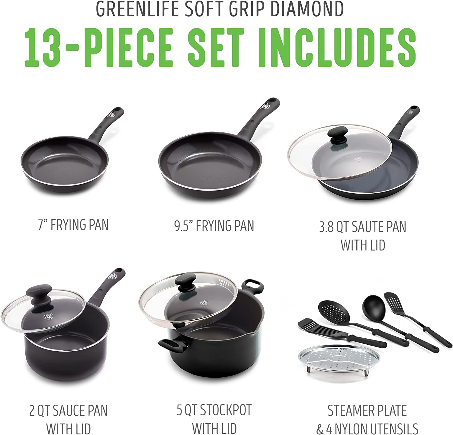 (Store Closing Sale) Healthy Ceramic Nonstick 13 Piece