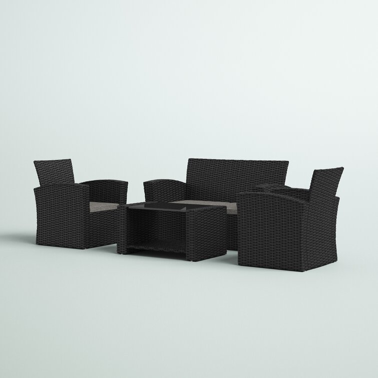 Charmain 4 Piece Rattan Sofa Seating Group with Cushions